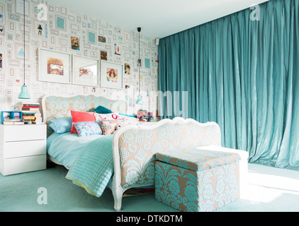 Blue bedroom Stock Photo