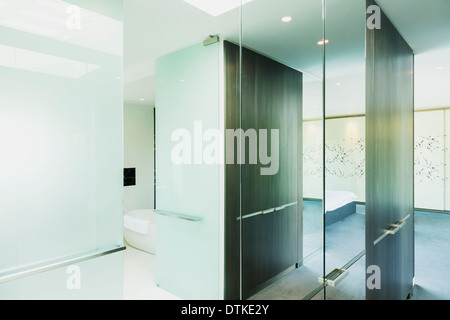 Glass walls in modern house Stock Photo