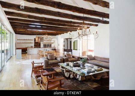 Open floor plan in luxury house Stock Photo