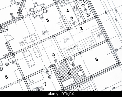 part of architectural project printout Stock Photo