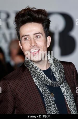 London, UK . 19th Feb, 2014. Nick Grimshaw arrives at the BRIT Awards 2014 at O2 Arena in London, Great Britain, on 19 February 2014. Photo: Hubert B?sl Credit:  dpa picture alliance/Alamy Live News Stock Photo