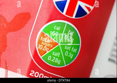 Sainsbury's  Skimmed milk with signs / logos of the traffic lights system & the Britsh union jack Stock Photo