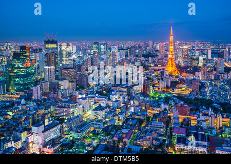 Tokyo, Japan cityscape aerial cityscape view at dusk. Stock Photo