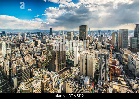 Osaka Japan aerial cityscape Stock Photo
