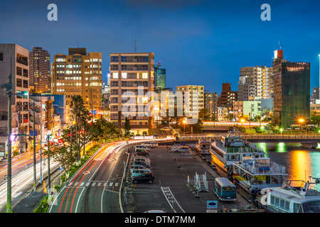 Naha, Okinawa, Japan skyline at the seaport. Stock Photo