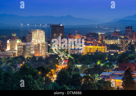 Asheville, North Carolina, USA at twilight. Stock Photo