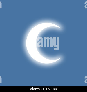 Half-moon shinning in light. Simple flat design. Stock Photo