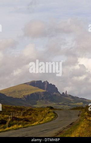 The Old Man of Storr - a 160 foot monolith created by the erosion of the basaltic Storr Plateau Stock Photo