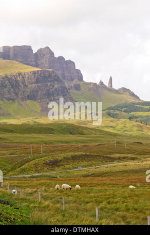 The Old Man of Storr - a 160 foot monolith created by the erosion of the basaltic Storr Plateau Stock Photo