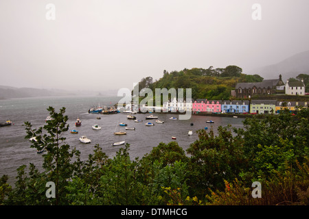 Colorful buildings in Portree, Isle of Skye Stock Photo