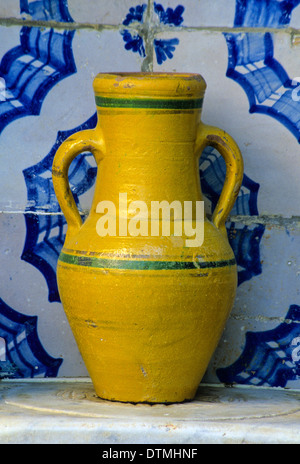 Tunisia, Sidi Bou Said. Decorative Pottery in the Dar Annabi, a Private Home open for Public Viewing. Stock Photo