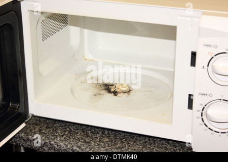 A microwave that caught on fire Stock Photo