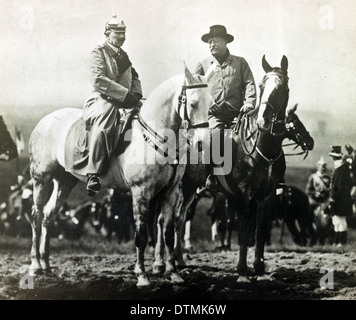 Theodore Roosevelt riding on horseback with Kaiser Wilhelm II Stock Photo