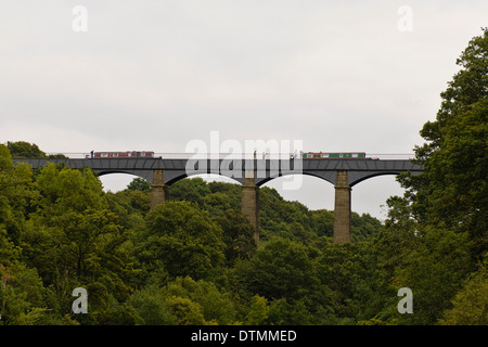 Narrow boats on the Llangollen Canal Stock Photo