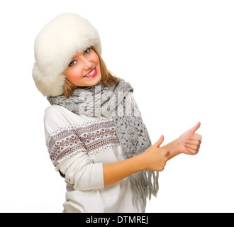 Young girl shows ok gesture Stock Photo