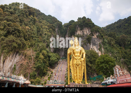 Lord Murugan Hindu Deity Statue at Batu Caves in Malaysia Stock Photo