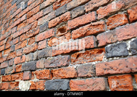 Red brick wall. Perspective view. Stock Photo