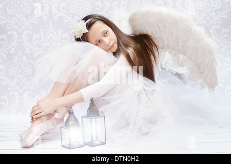 Glad ballet dancer after crucial performarnce Stock Photo