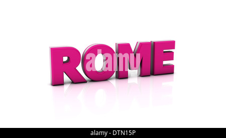 Word rome in pink in 3d on white background Stock Photo