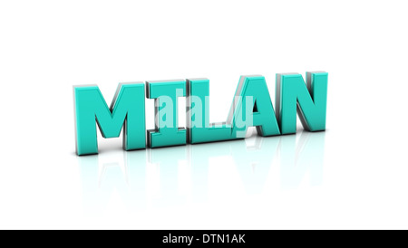Word milan in blue in 3d on white background Stock Photo