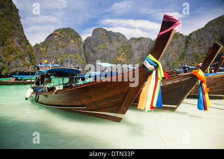 Thailand beach on tropical island. Beautiful travel background of Asia coast Stock Photo