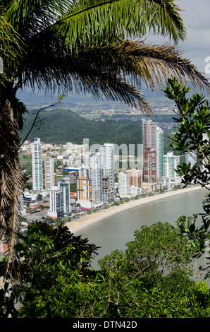 Brazil, Santa Catarina, Camboriu. Rainforest view of Balneario Camboriu Beach. Stock Photo