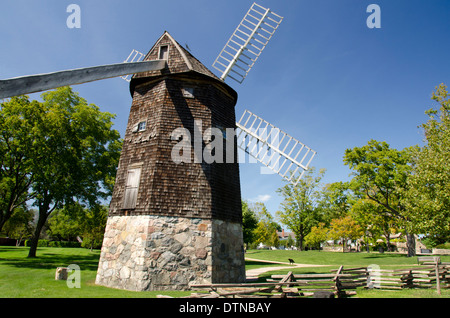 Michigan, Dearborn. Greenfield Village, National Historic Landmark. Farris Windmill, built in the mid-1600 Stock Photo