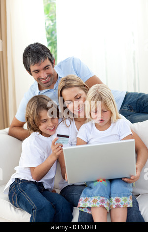 Young family shopping online Stock Photo