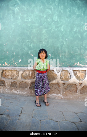 A maya indigenous girl in San Juan La Laguna, Solola, Guatemala. Stock Photo