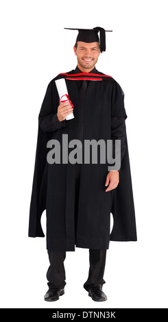 Happy graduate boy with his diploma Stock Photo