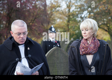 Geraldine Winner and Force Chaplain Keith Hitchman during the service of dedication for PC James Gordon. Stock Photo