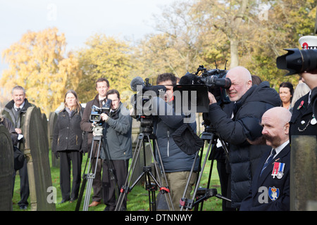 Members of the media at the dedication service of PC James Gordon in St Helens. PC Gordon was killed on duty 120 years ago. Stock Photo