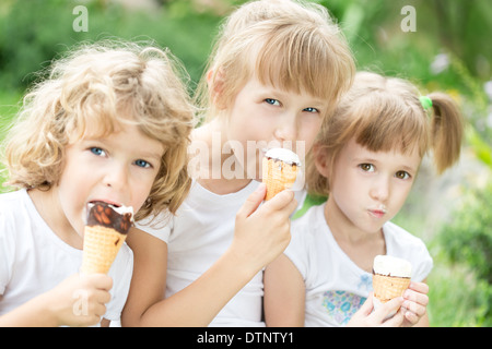 Girls eating ice-cream Stock Photo