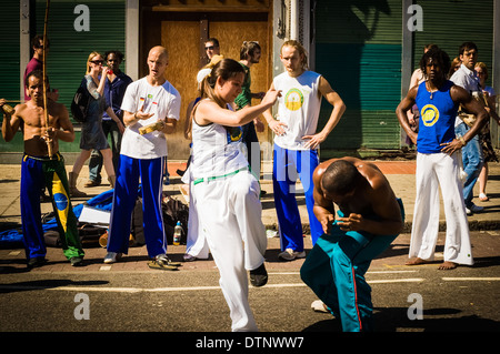 Capoeira Dancers at Notting Hill Carnival, London, UK Stock Photo