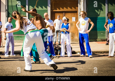 Capoeira Dancers at Notting Hill Carnival, London, UK Stock Photo