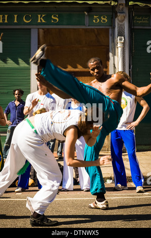 Capoeira Dancers at Notting Hill Carnival, London, UK Stock Photo