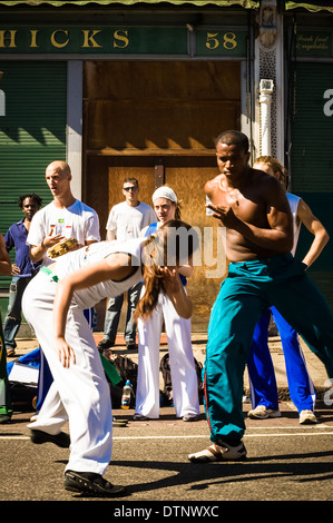 Capoeira Dancers at Notting Hill Carnival, London, UK Stock Photo