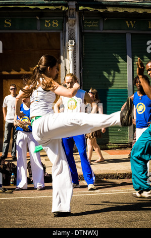 Capoeira Dancers at Notting Hill Carnival, London, UK Stock Photo