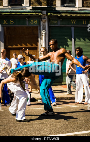 Capoeira Dancers at Notting Hill Carnival, London, UK Stock Photo