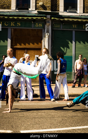 Capoeira Dancers at Notting Hill Carnival, London, UK Stock Photo