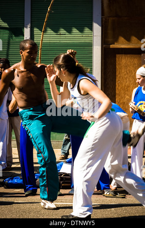 Capoeira Dancers at Notting Hill Carnival, London, UK Stock Photo