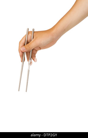 isolated hand holding chopstick Stock Photo