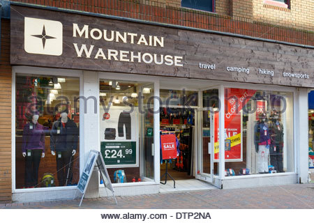 The Mountain Warehouse outdoor clothing shop store at Stock Photo ...