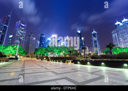night scene in shanghai financial center Stock Photo