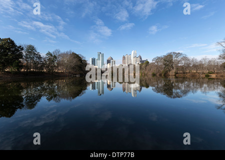 Atlanta midtown towers viewed from popular Piedmont park. Stock Photo