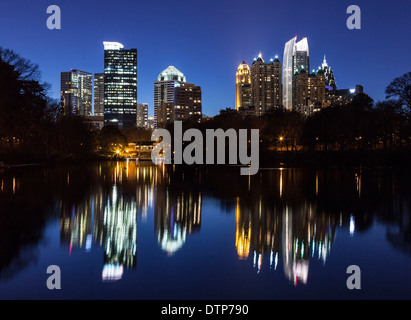 Midtown Atlanta highrise towers viewed from popular Piedmont Park. Stock Photo