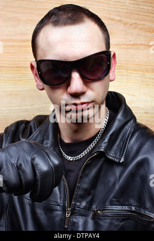 Very aggressive chief mafia gangster thug Stock Photo