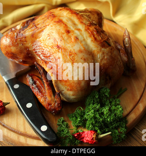 Roasted whole chicken Stock Photo