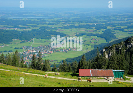 View from Kampenwand to Aschau, Bavaria, Germany Stock Photo