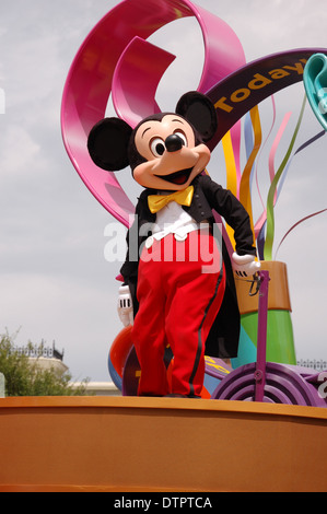 Mickey Mouse celebrating on a Dream Come True parade at Disney's Magic Kingdom, Walt Disney World, Orlando, U.S.A Stock Photo